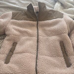 The North Face Light Pink and Brown Fleece Jacket